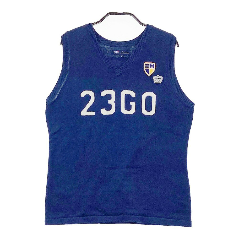 23区GOLF ニジュウサンクゴルフ ニット ベスト ネイビー系 2 【中古】ゴルフウェア レディース