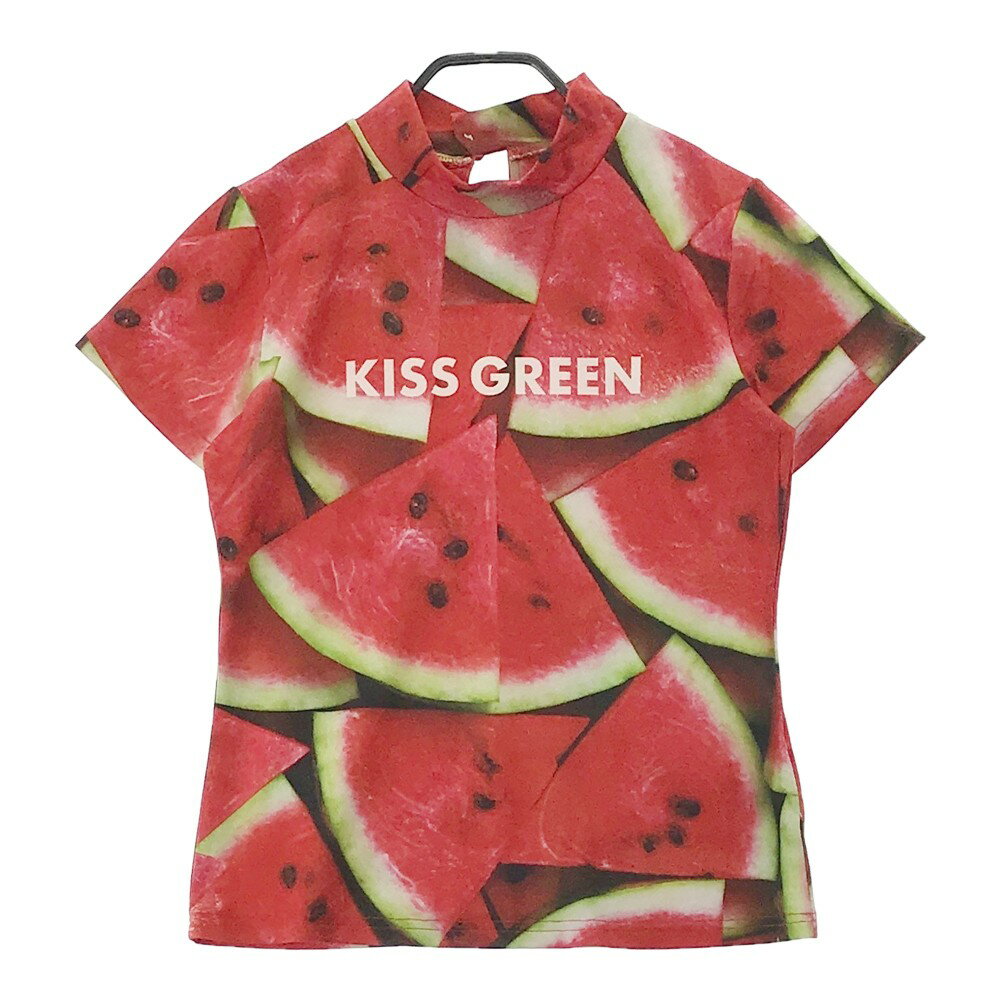 KISS ON THE GREEN キスオンザグリーン 半袖ハイネックTシャツ スカートセット スイカ レッド系 2 【中古】ゴルフウェア レディース