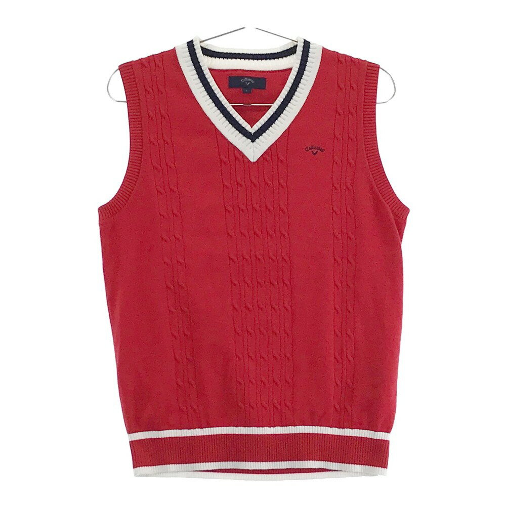 CALLAWAY キャロウェイ ニットベスト レッド系 L 【中古】ゴルフウェア レディース