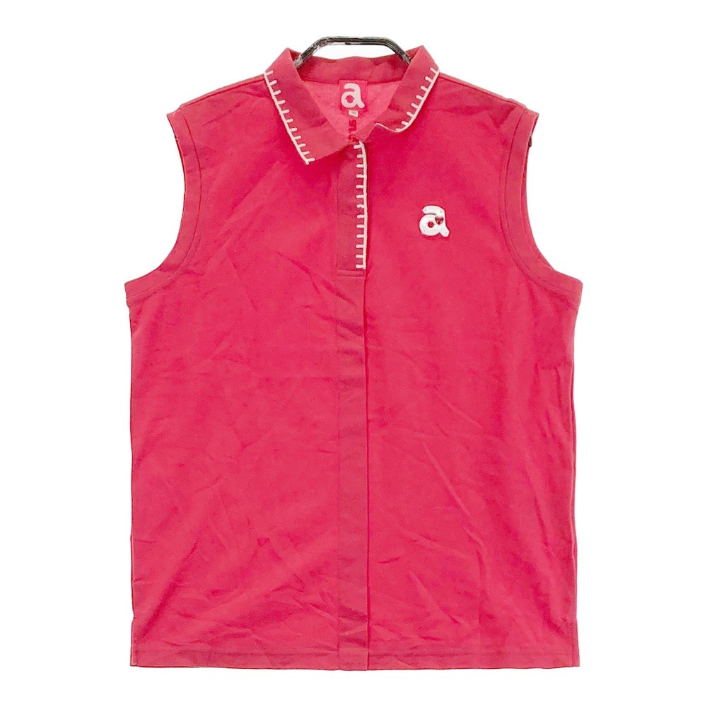 ARCHIVIO アルチビオ ノースリーブ ポロシャツ スパンコール レッド系 40 【中古】ゴルフウェア レディース