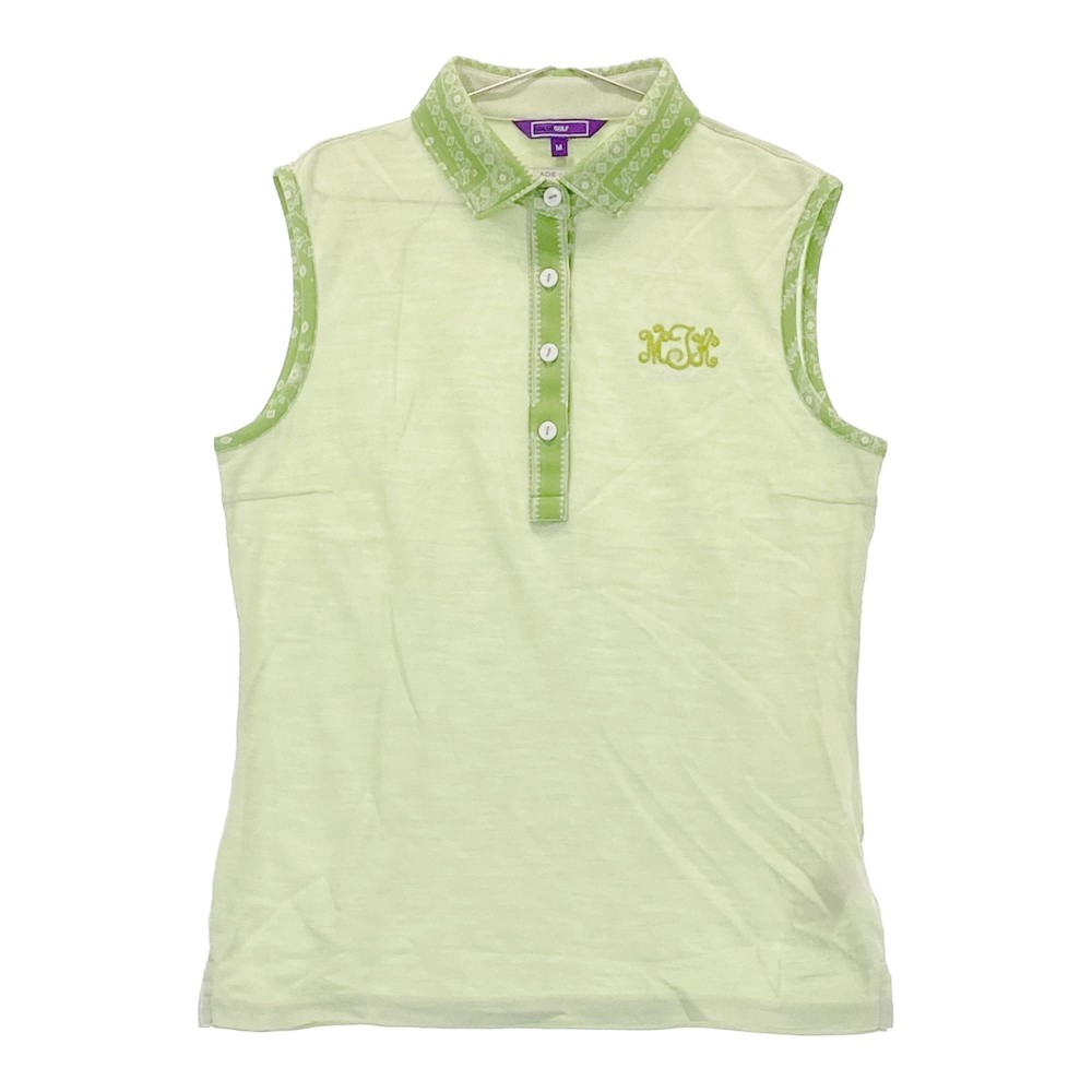 BEAMS GOLF ビームスゴルフ ノースリーブポロシャツ グリーン系 M 【中古】ゴルフウェア レディース