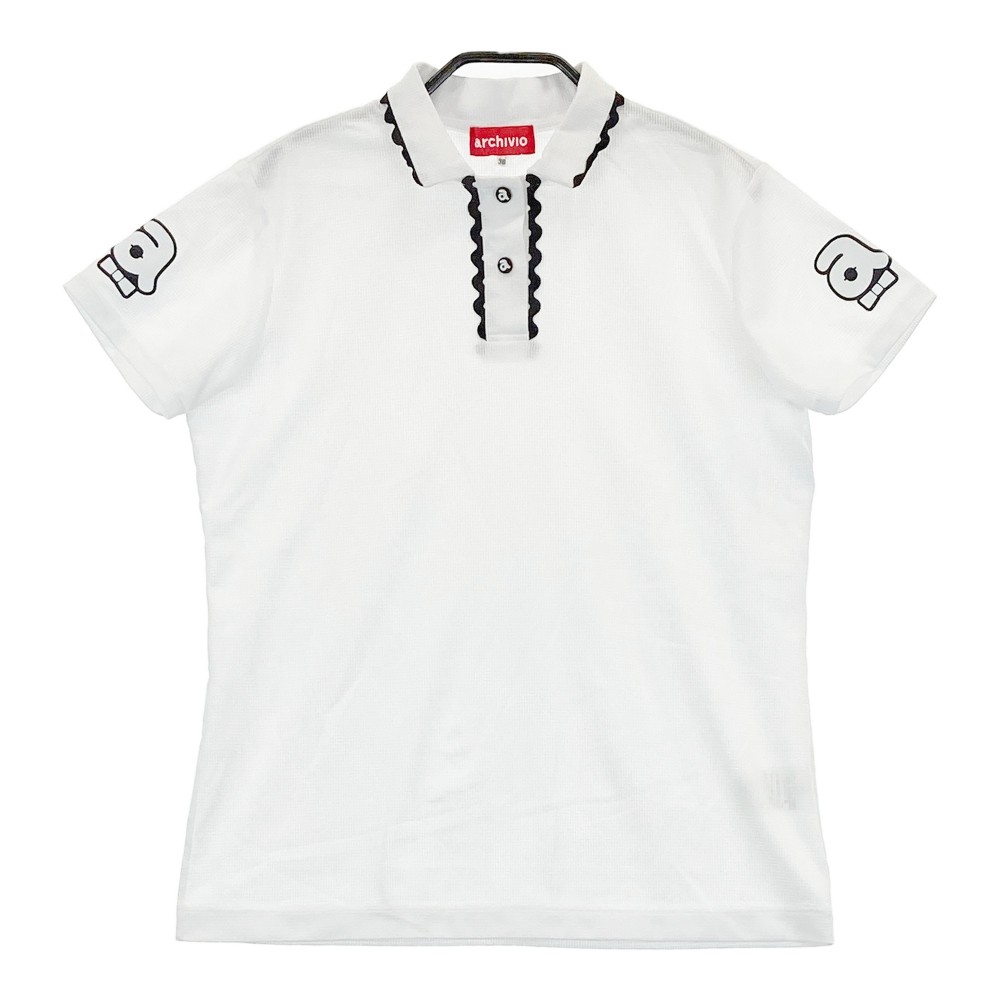 ARCHIVIO アルチビオ 2023年モデル メッシュ 半袖ポロシャツ ホワイト系 38 【中古】ゴルフウェア レディース