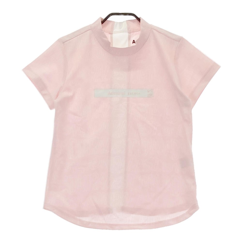 ADMIRAL アドミラル 2023年モデル ハイネック 半袖Tシャツ 総柄 ピンク系 M 【中古】ゴルフウェア レディース