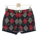 PEARLY GATES パーリーゲイツ ストレッチ ショートパンツ アーガイル柄 グレー系 0 【中古】ゴルフウェア レディース