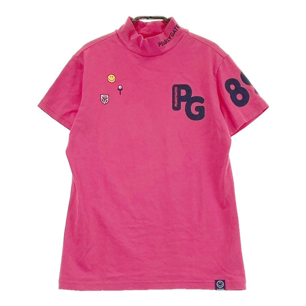 PEARLY GATES パーリーゲイツ ハイネック半袖Tシャツ ニコちゃん ピンク系 1 【中古】ゴルフウェア レ..