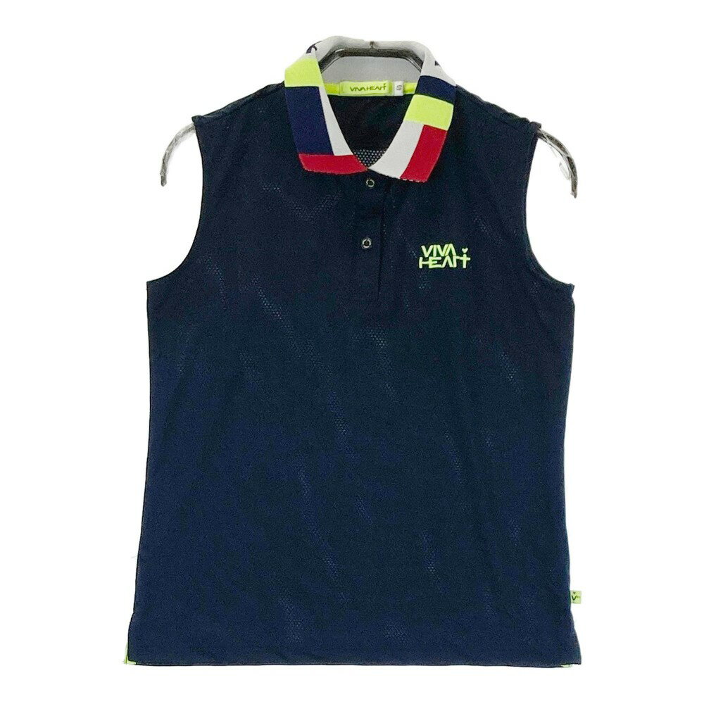VIVA HEART ビバハート ノースリーブポロシャツ ネイビー系 40 【中古】ゴルフウェア レディース