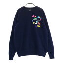 PEARLY GATES パーリーゲイツ 2023年モデル 裏地付 ニット セーター ワッペン 千鳥柄 ネイビー系 1 【中古】ゴルフウェア レディース