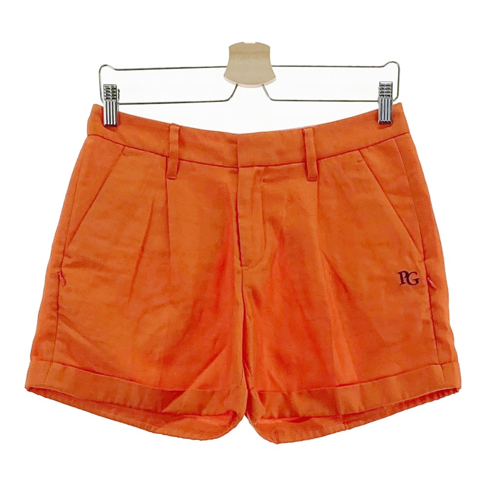PEARLY GATES パーリーゲイツ ショートパンツ ロゴ刺繍 オレンジ系 1 【中古】ゴルフウェア レディース