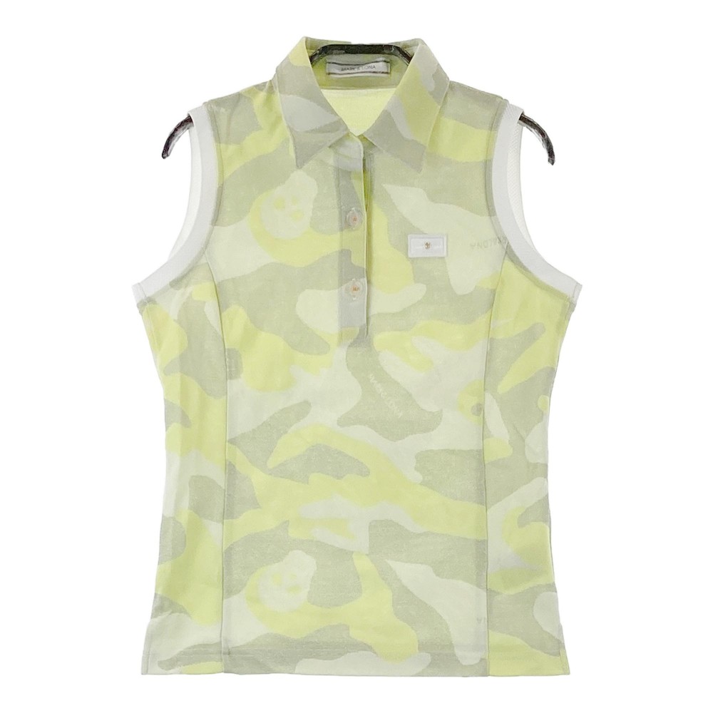 MARK&LONA マークアンドロナ ノースリーブ ポロシャツ スカル カモフラ 迷彩柄 グリーン系 S 【中古】ゴルフウェア レディース