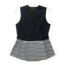 BORDERS at BALCONY ボーダーズ アット バルコニー BD2211-2D-15 PEPLUM SLEEVELESS TEE ノースリーブトップス ホワイト系 36 【中古】レディース