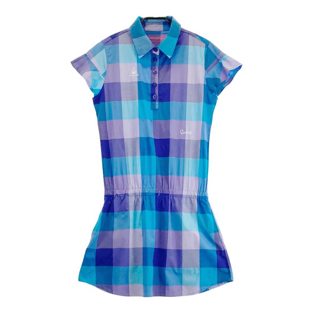 LECOQ GOLF ルコックゴルフ 半袖ワンピース チェック柄 パープル系 M 【中古】ゴルフウェア レディース