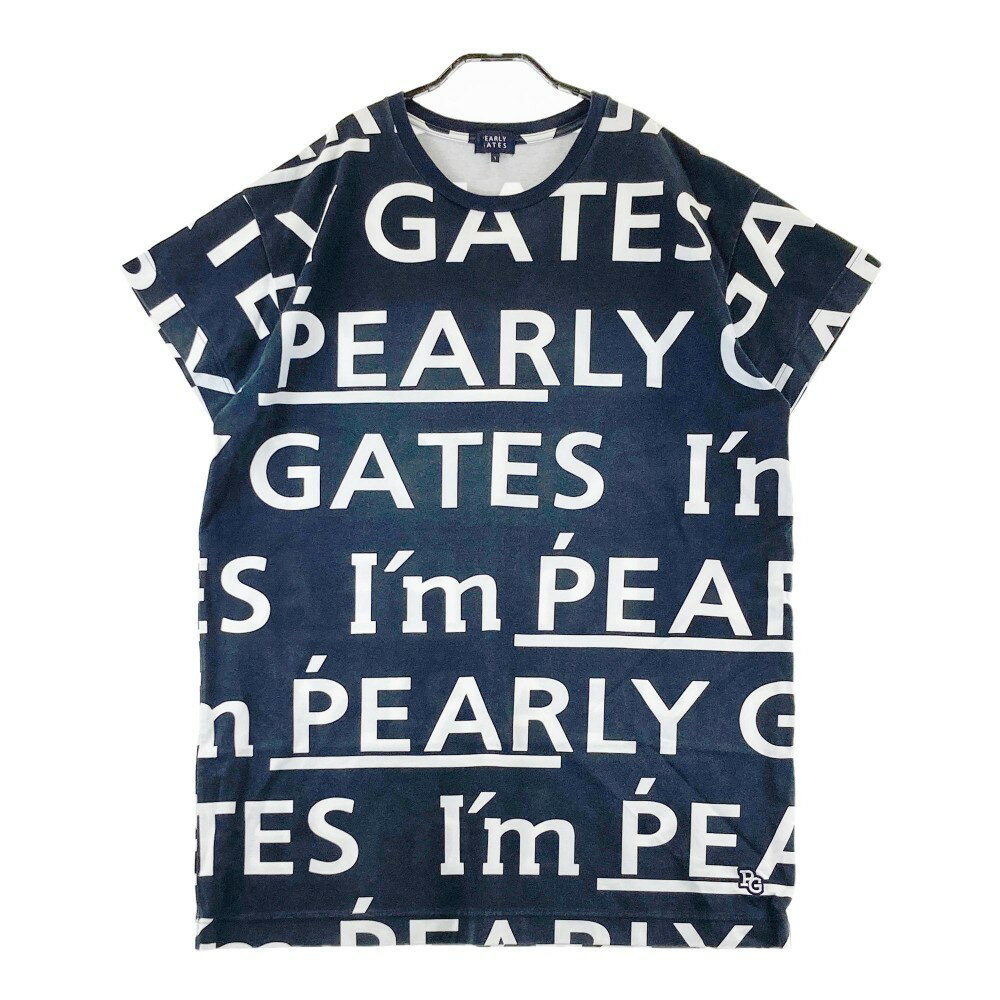 PEARLY GATES パーリーゲイツ 半袖ワンピース ロゴ総柄 ネイビー系 1 【中古】ゴルフウェア レディース