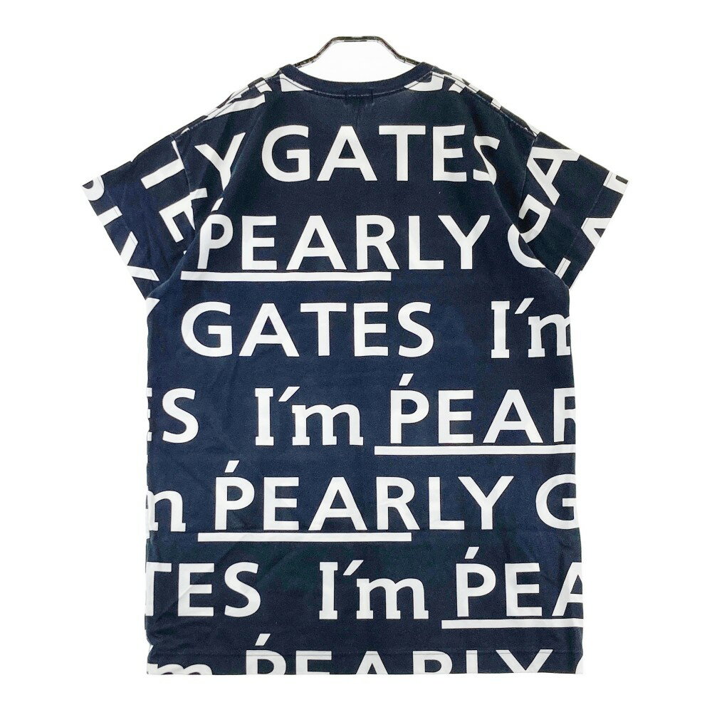 PEARLY GATES パーリーゲイツ 半袖ワンピース ロゴ総柄 ネイビー系 1 【中古】ゴルフウェア レディース