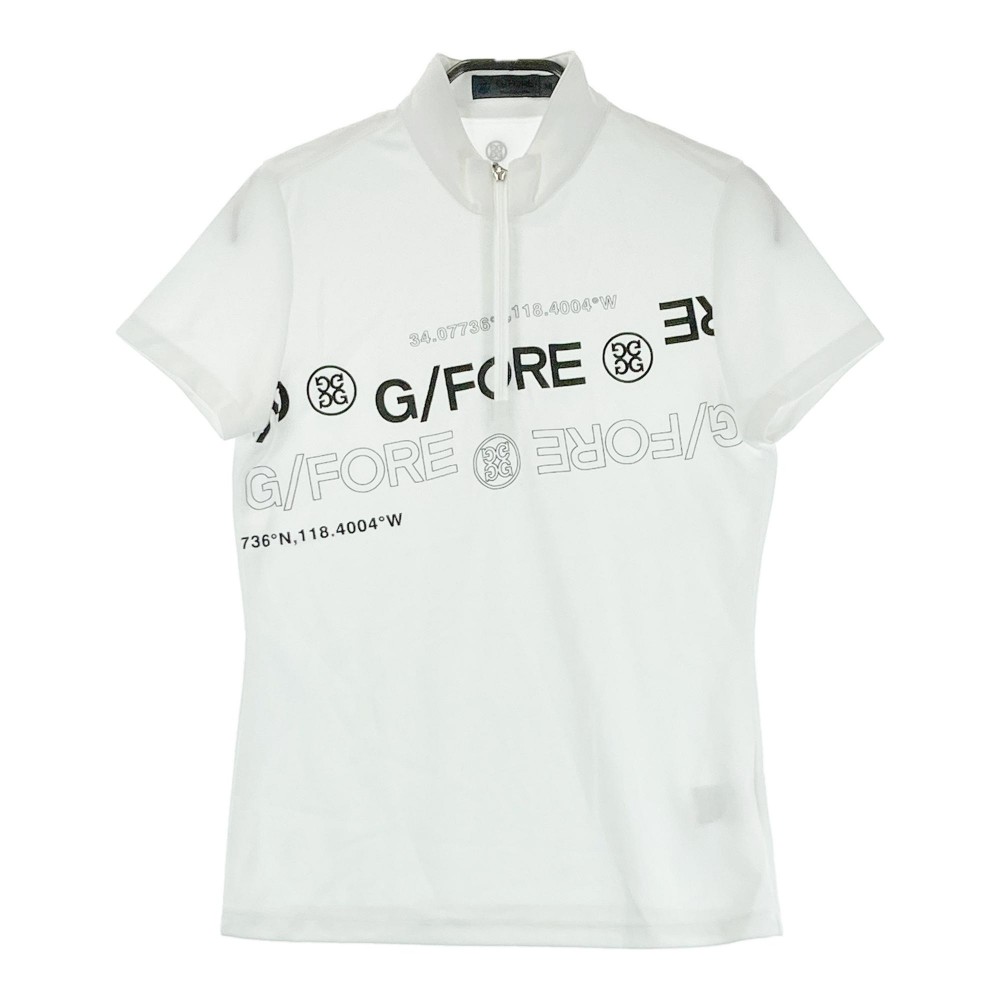 G/FORE ジーフォア ハーフジップ半袖Tシャツ ホワイト系 36 【中古】ゴルフウェア レディース