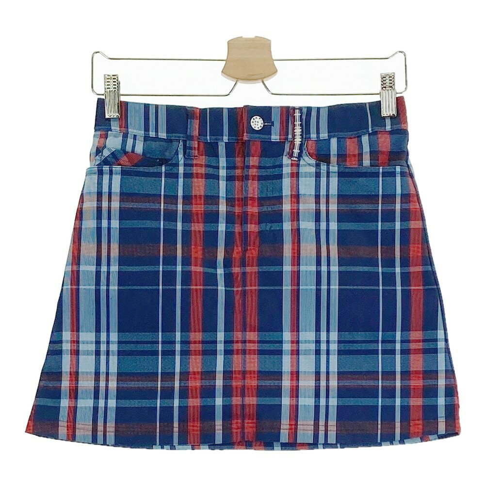 FIDRA フィドラ 裏地付スカート チェック柄 ネイビー系 M 【中古】ゴルフウェア レディース