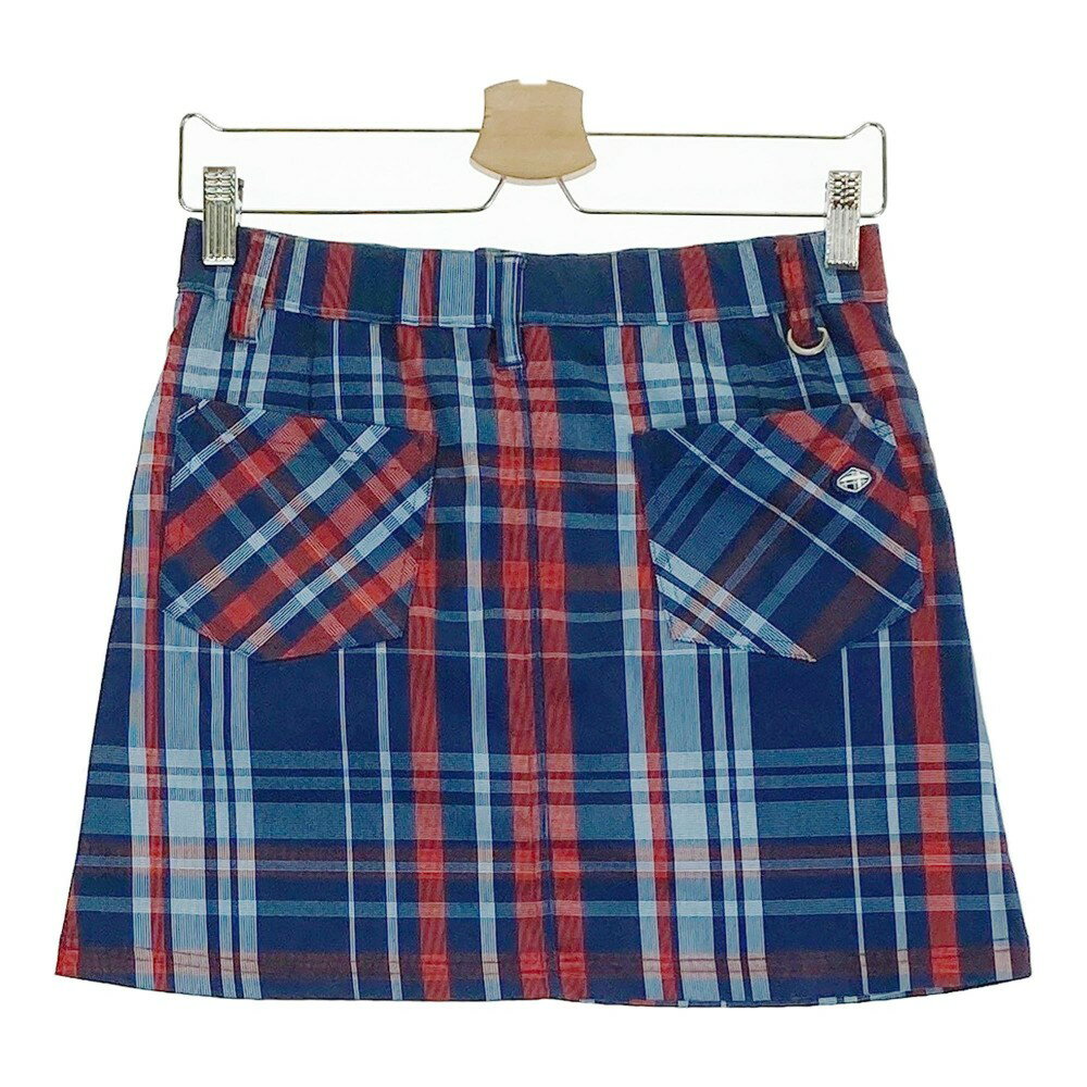 FIDRA フィドラ 裏地付スカート チェック柄 ネイビー系 M 【中古】ゴルフウェア レディース