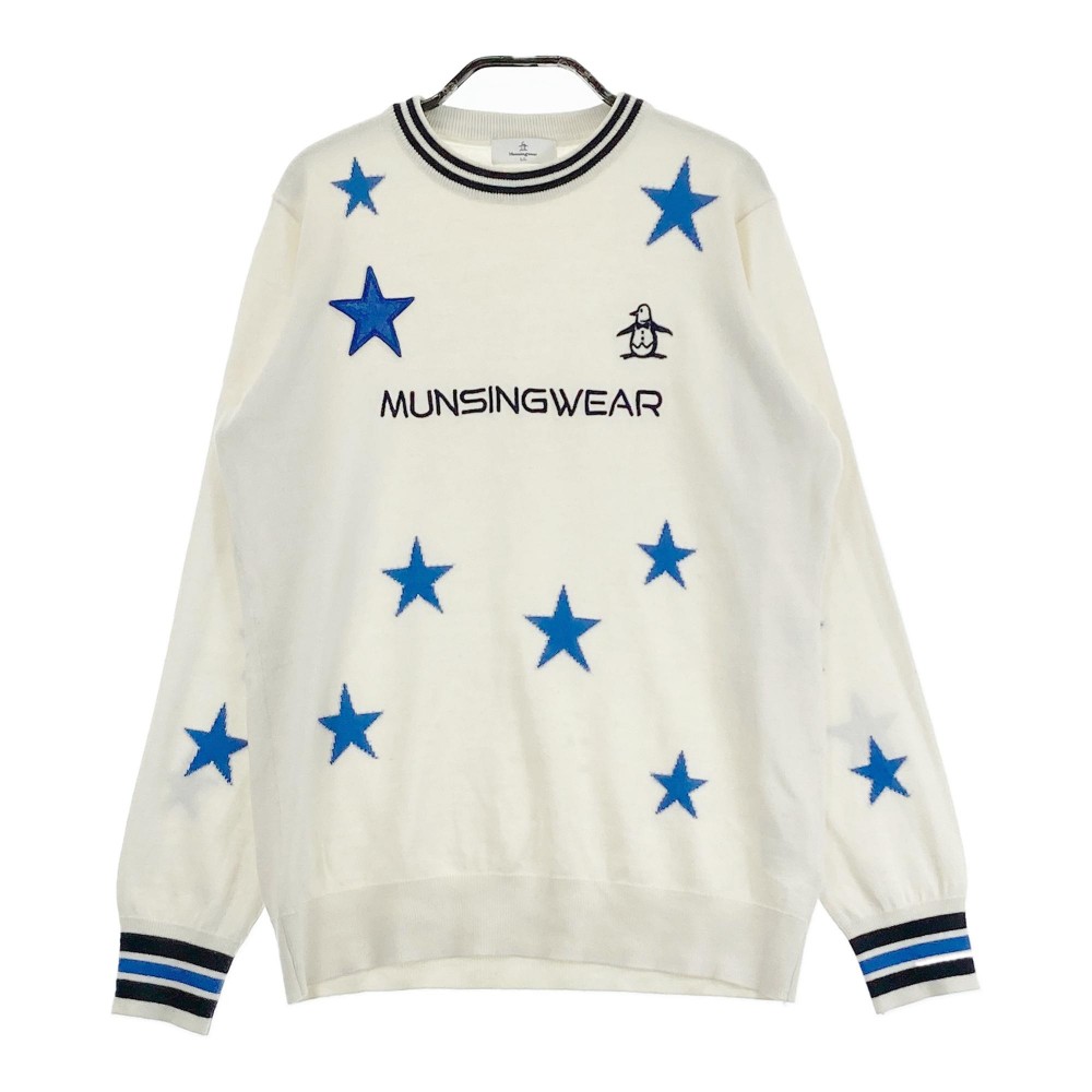 MUNSING WEAR マンシングウェア MGWOJL02X ウール混 ニットセーター 星柄 ホワイト系 LL 【中古】ゴルフウェア レディース