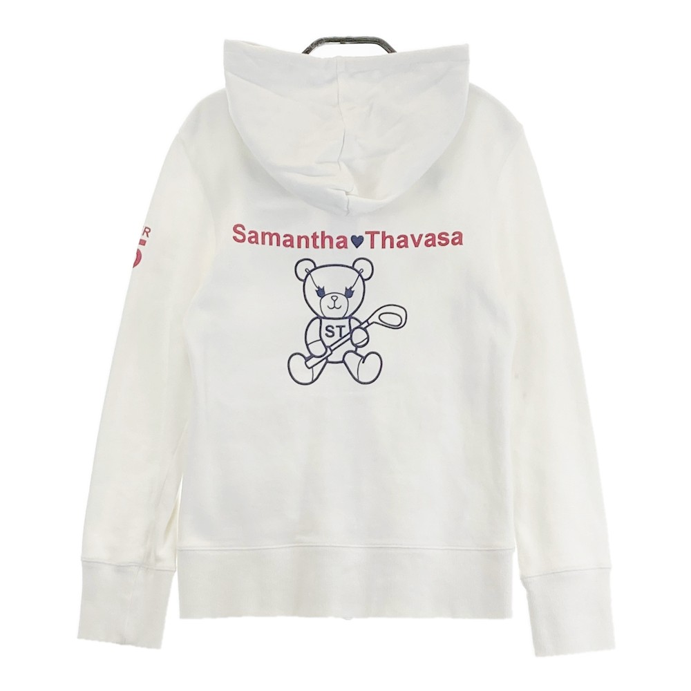 SAMANTHA THAVASA サマンサタバサ UNDER25 ダブルジップ長袖パーカー プリント スター ボーダー 総柄 ホワイト系 M 【中古】ゴルフウェア レディース