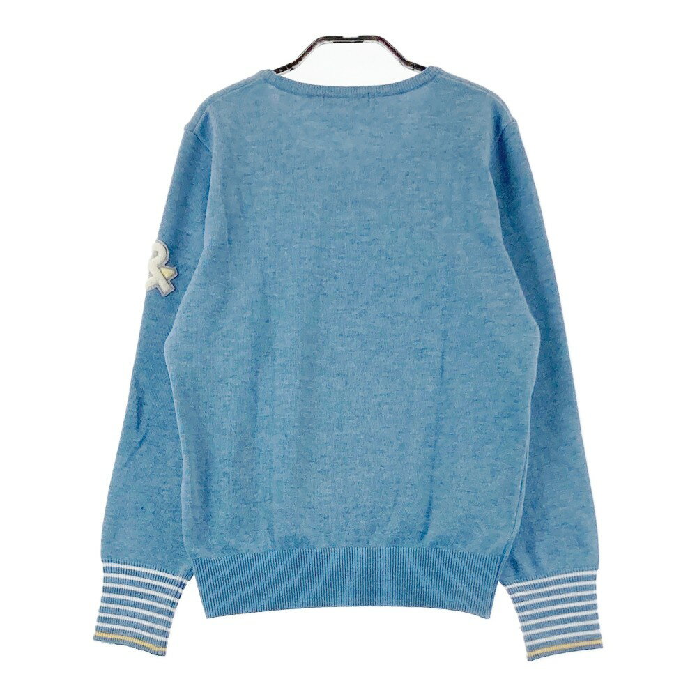 AND PER SE アンパスィ 長袖 ニットセーター 総柄 ブルー系 M 【中古】ゴルフウェア レディース