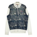 AND PER SE アンパスィ ハーフジップ 長袖ニットセーター 総柄 ネイビー系 M 【中古】ゴルフウェア レディース