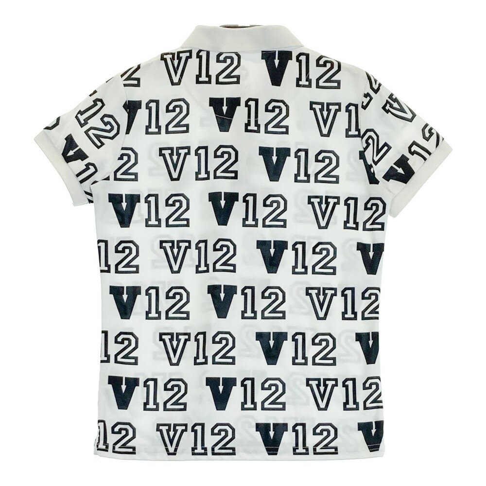 V12 ヴィトゥエルブ 半袖ポロシャツ ロゴ総柄 ホワイト系 0 【中古】ゴルフウェア レディース