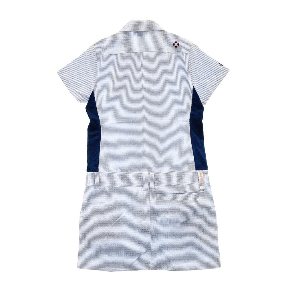 FILA GOLF フィラゴルフ 半袖ワンピース シアサッカー ボーダー柄 ブルー系 M 【中古】ゴルフウェア レディース