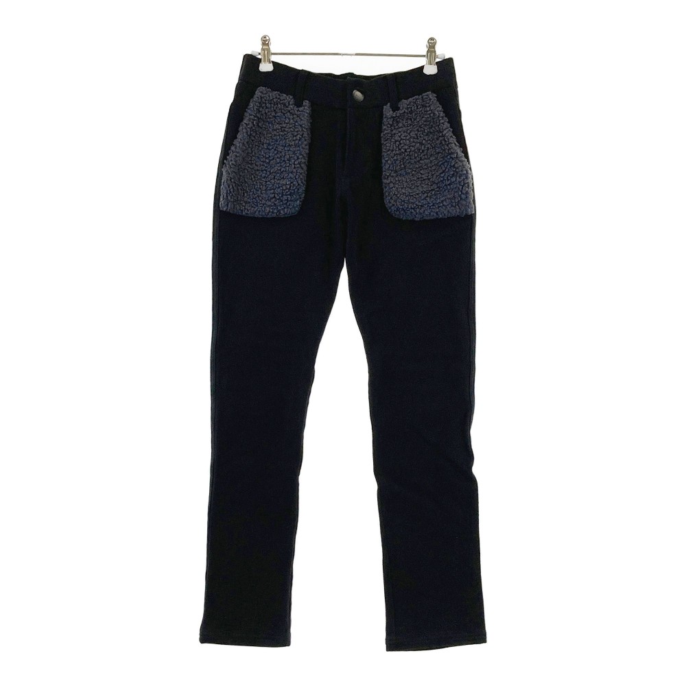 DANCE WITH DRAGON ダンスウィズドラゴン ボア 切替 ストレッチパンツ ブラック系 1 【中古】ゴルフウェア レディース