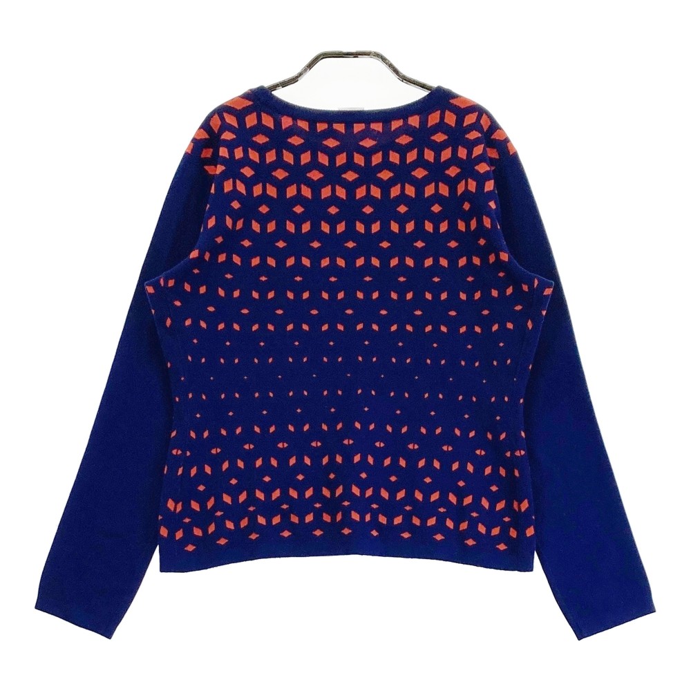 DESCENTE GOLF デサントゴルフ ニットセーター 総柄 ネイビー系 L 【中古】ゴルフウェア レディース
