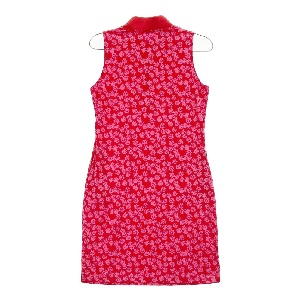 J.LINDEBERG ジェイリンドバーグ ノースリーブポロ ワンピース 花柄 レッド系 S 【中古】ゴルフウェア レディース