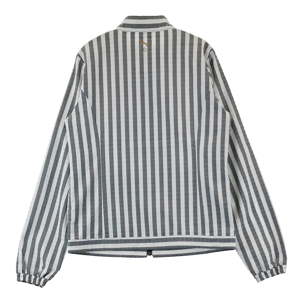 PUMA GOLF プーマゴルフ 裏メッシュ ジップジャケット ストライプ柄 グレー系 M 【中古】ゴルフウェア レディース