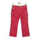 LECOQ GOLF ルコックゴルフ クロップドパンツ レッド系 9 【中古】ゴルフウェア レディース