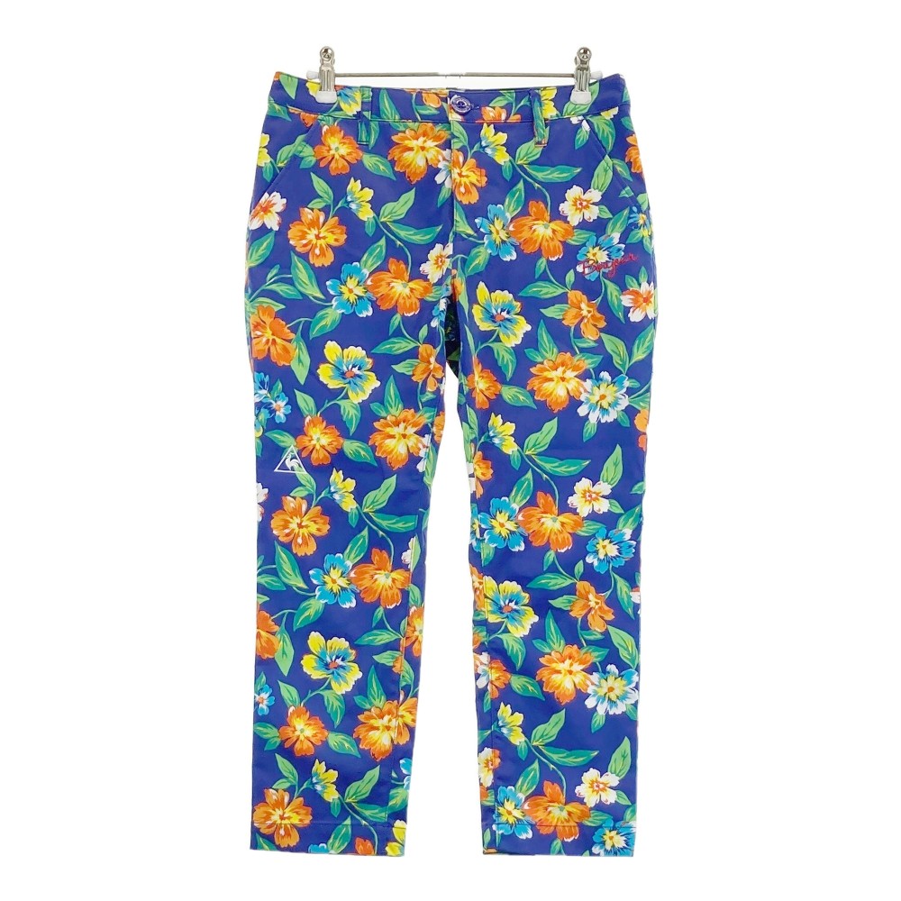 LECOQ GOLF ルコックゴルフ ロングパンツ 花柄 ブルー系 9 【中古】ゴルフウェア レディース