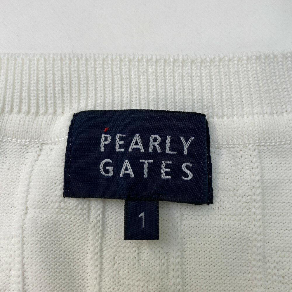PEARLY GATES パーリーゲイツ 2023年モデル ニットベスト ロゴ 総柄 ホワイト系 1 【中古】ゴルフウェア レディース 3