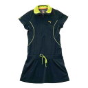 PUMA GOLF プーマゴルフ ハーフジップ 半袖ワンピース 千鳥柄 ブラック系 S 【中古】ゴルフウェア レディース