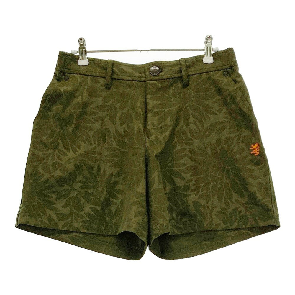 ADMIRAL アドミラル ショートパンツ 刺繍 花 総柄 カーキ系 M 【中古】ゴルフウェア レディース