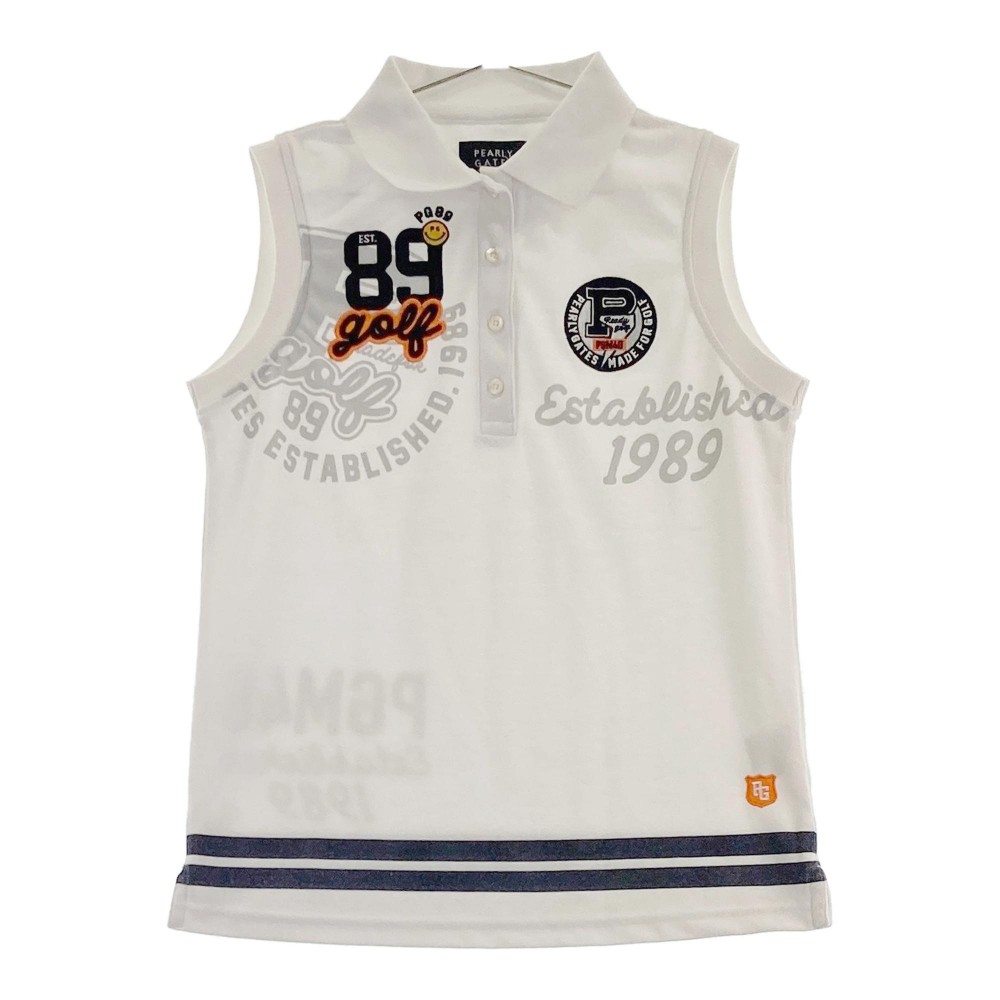 PEARLY GATES パーリーゲイツ 055-9160510 ノースリーブ ポロシャツ ニコちゃん ホワイト系 0 【中古】..