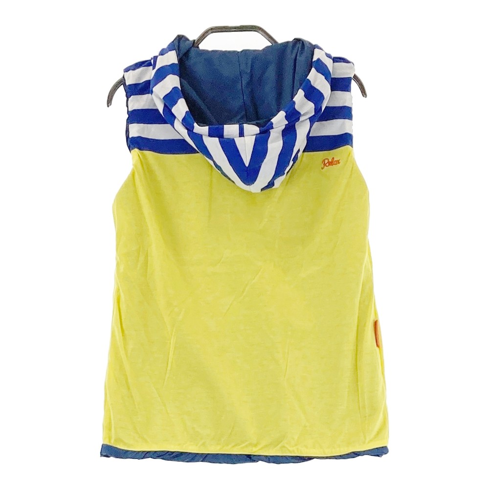 LECOQ GOLF ルコックゴルフ リバーシブル フード付 ジップベスト ボーダー柄 イエロー系 S 【中古】ゴルフウェア レディース