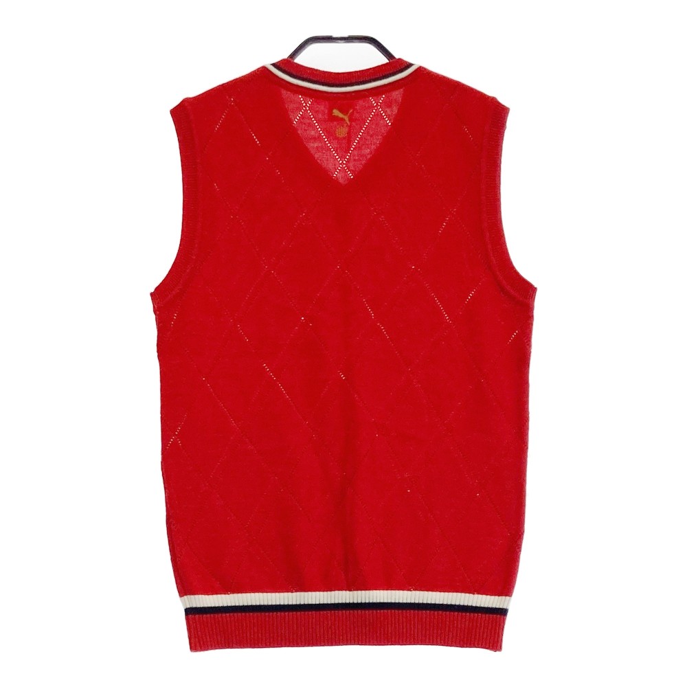 PUMA GOLF プーマゴルフ Vネック ニットベスト ウール混 レッド系 S 【中古】ゴルフウェア レディース