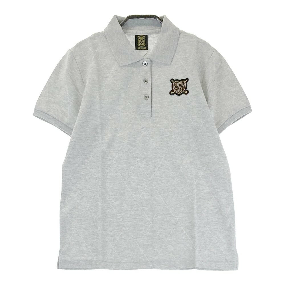 EDWIN GOLF エドウィンゴルフ 半袖ポロシャツ ワッペン グレー系 M 【中古】ゴルフウェア レディース