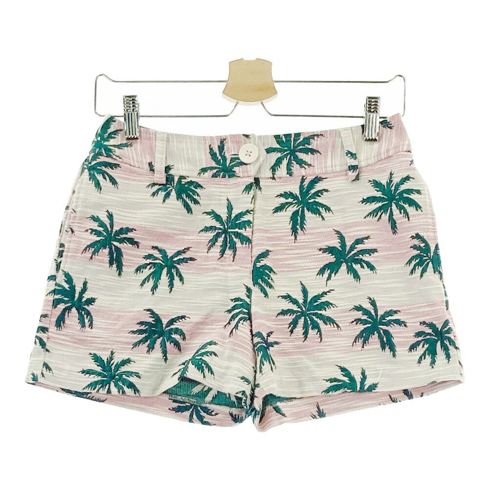 CALLAWAY キャロウェイ ショートパンツ ボーダー ヤシの木柄 グレー系 M 【中古】ゴルフウェア レディース