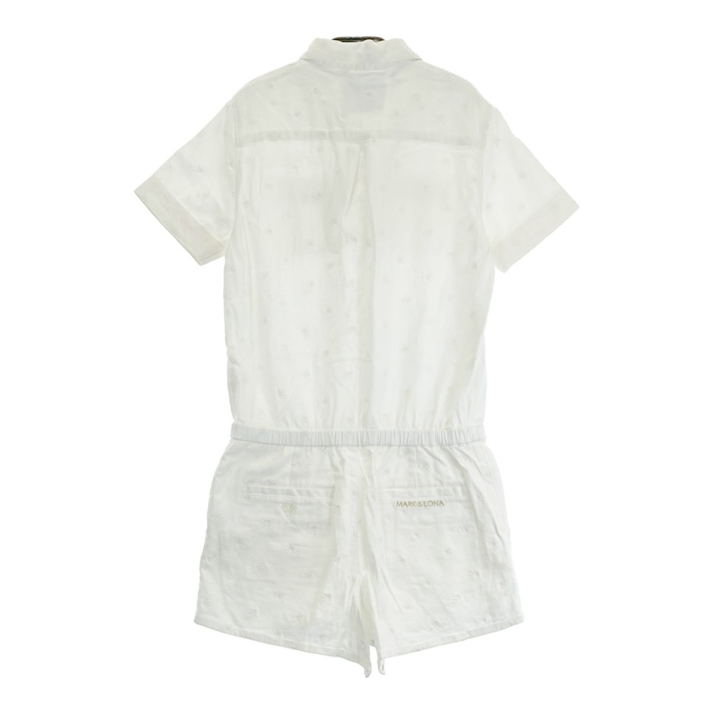 MARK&LONA マークアンドロナ ハーフジップ 半袖 オールインワン ホワイト系 M 【中古】ゴルフウェア レディース