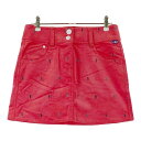 FILA GOLF フィラゴルフ コーデュロイ ストレッチスカート 刺繍 総柄 レッド系 S 【中古】ゴルフウェア レディース(4)