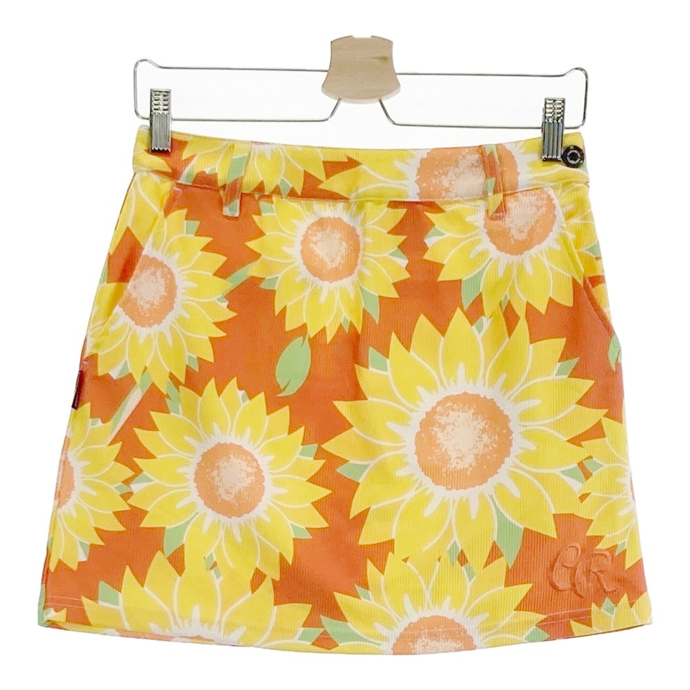 CUARTO UNITED クアルトユナイテッド ストレッチスカート 総柄 オレンジ系 S 【中古】ゴルフウェア レディース