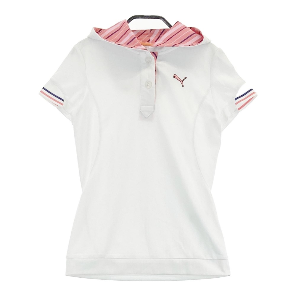 PUMA GOLF プーマゴルフ フード付 半袖Tシャツ ホワイト系 S 【中古】ゴルフウェア レディース