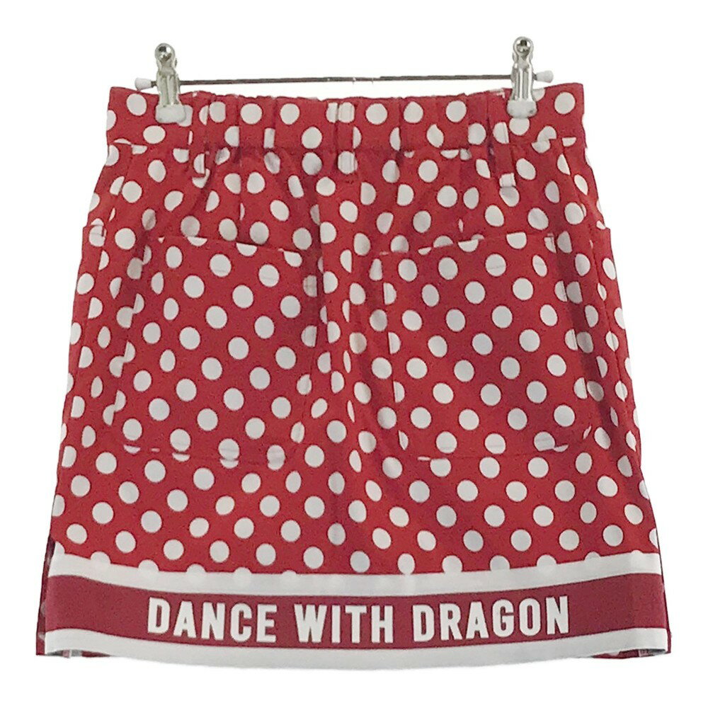 DANCE WITH DRAGON ダンスウィズドラゴン スカート ドット 総柄 レッド系 2 【中古】ゴルフウェア レディース