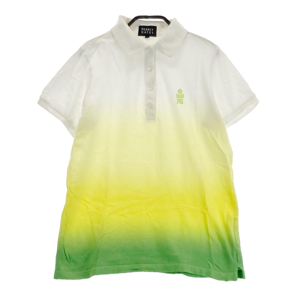 PEARLY GATES パーリーゲイツ 半袖ポロシャツ ロゴ刺繍 グラデーション イエロー系 1 【中古】ゴルフウェア レディース
