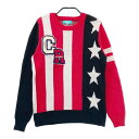 CUARTO UNITED クアルトユナイテッド 長袖ニット セーター 星条旗柄 レッド系 S 【中古】ゴルフウェア レディース