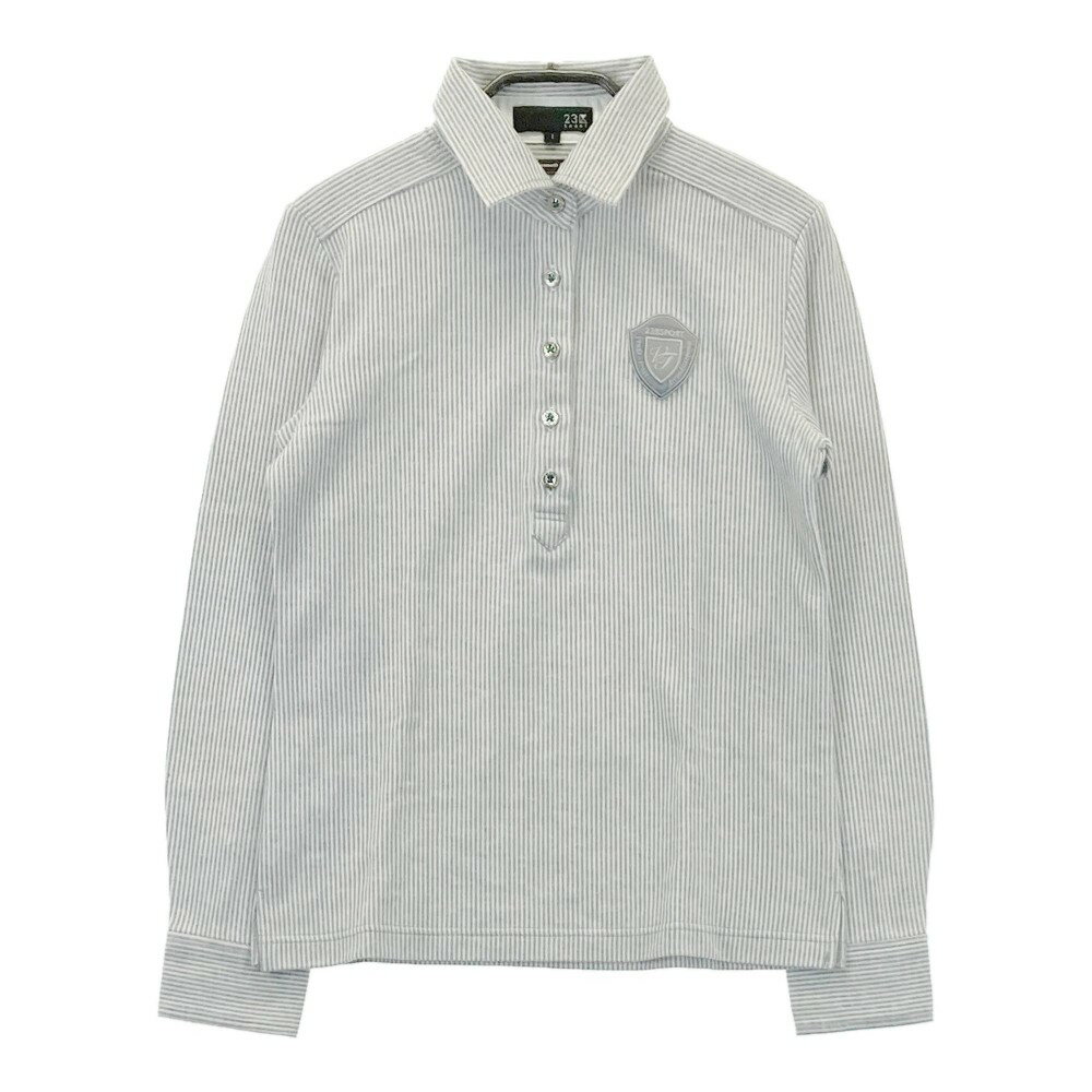 23区 SPORT スポーツ 長袖ポロシャツ ストライプ柄 グレー系 1 【中古】ゴルフウェア レディース