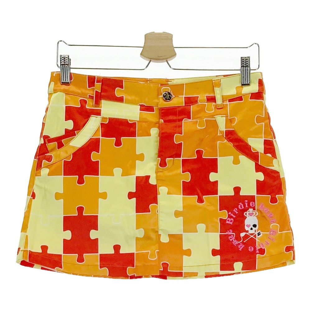 BIRDIE HUNT バーディーハント インナー付 スカート パズル 総柄 オレンジ系 M 【中古】ゴルフウェア ..