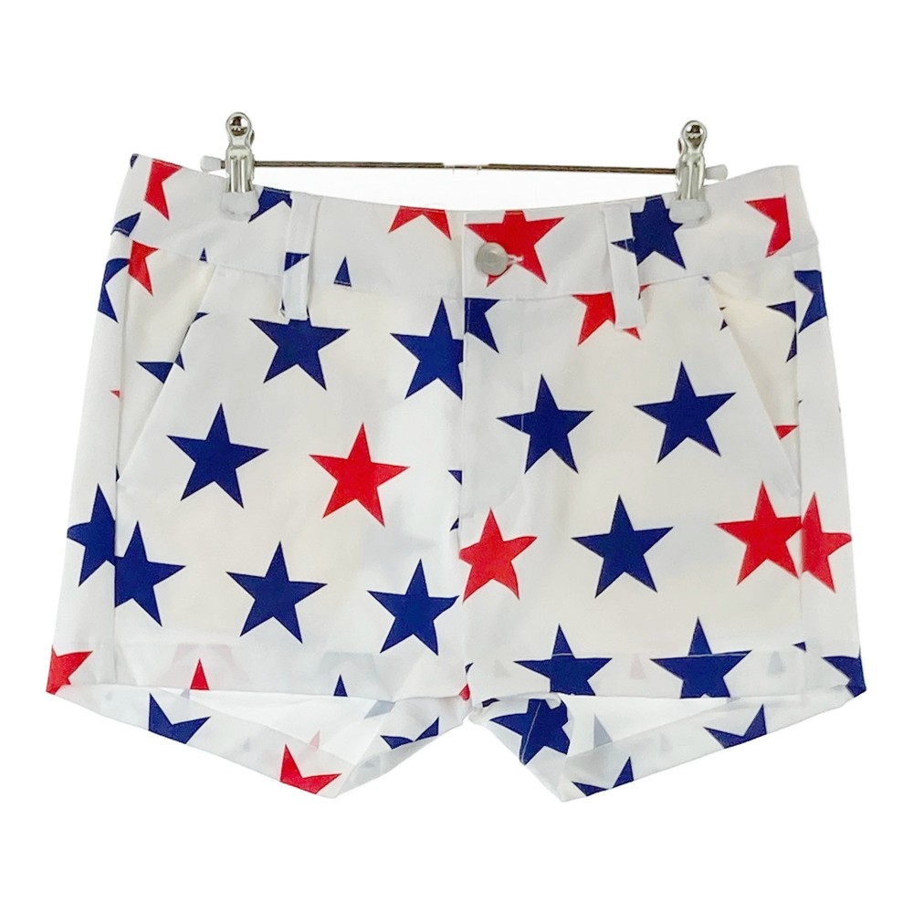 LOUD MOUTH ラウドマウス IK760360 ショートパンツ スーパースター 総柄 ホワイト系 L 【中古】ゴルフウェア レディース